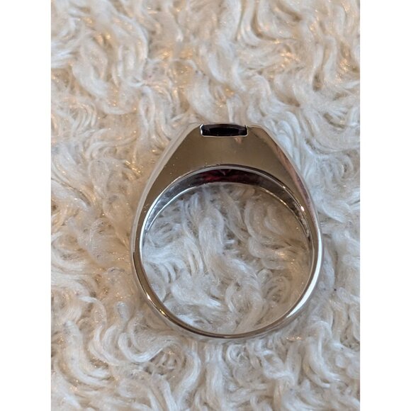 Vintage Red Garnet Signet Ring Sterling Silver Unique Gemstone Natural Stone 7 - Picture 2 of 8